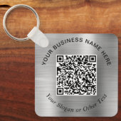 Zakelijke QR-code Promo Zilver Sleutelhanger (Voorkant)