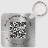 Zakelijke QR-code Promo Zilver Sleutelhanger (Achterkant)
