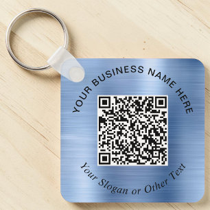 Zakelijke QR-code Promotioneel Blauw Sleutelhanger