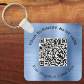 Zakelijke QR-code Promotioneel Blauw Sleutelhanger (Voorkant)