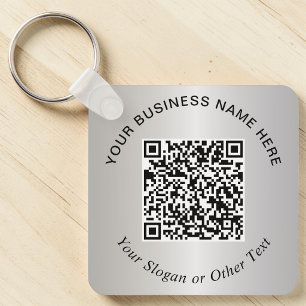 Zakelijke QR-code promotioneel zilver Sleutelhanger