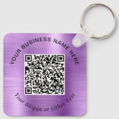 Zakelijke QR-code promotionele paars Sleutelhanger (Achterkant)