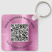Zakelijke QR-code promotionele roze Sleutelhanger (Achterkant)