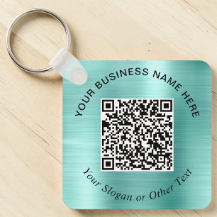 Zakelijke QR-code promotionele Teal Mintgroene Sleutelhanger