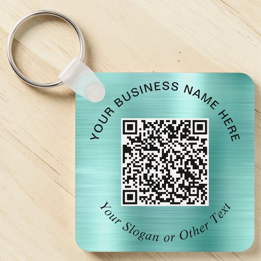 Zakelijke QR-code promotionele Teal Mintgroene Sleutelhanger