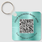 Zakelijke QR-code promotionele Teal Mintgroene Sleutelhanger (Voorkant)