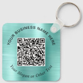 Zakelijke QR-code promotionele Teal Mintgroene Sleutelhanger (Achterkant)