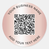 Zakelijke QR-code roze goud Ronde Sticker (Voorkant)