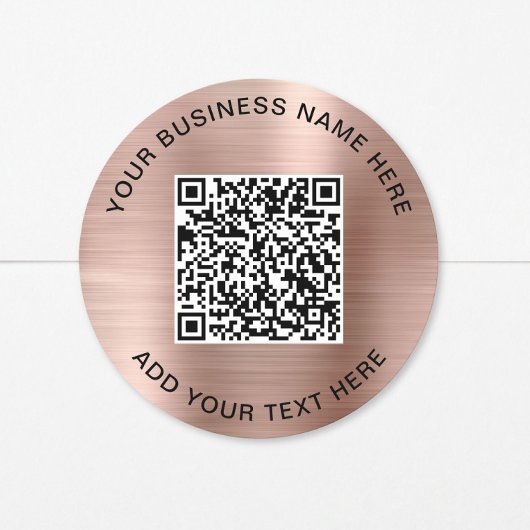 Zakelijke QR-code roze goud Ronde Sticker