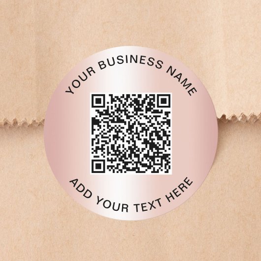 Zakelijke QR-code roze goud Ronde Sticker