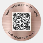 Zakelijke QR-code roze goud Ronde Sticker (Voorkant)