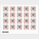 Zakelijke QR Code Roze Goud Vierkante Sticker (Vel)