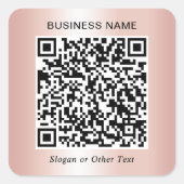 Zakelijke QR-code roze goud Vierkante Sticker (Voorkant)