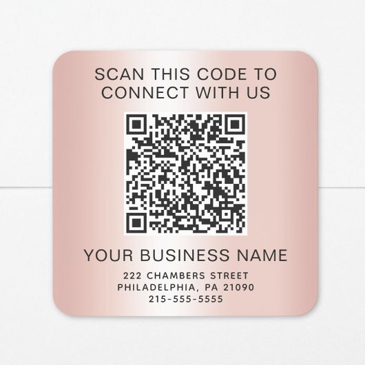 Zakelijke QR Code Roze Goud Vierkante Sticker