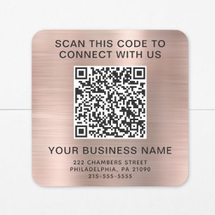 Zakelijke QR-code roze goud Vierkante Sticker