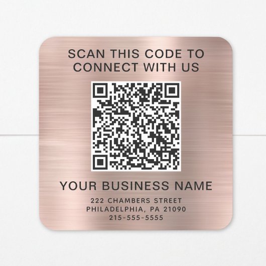 Zakelijke QR-code roze goud Vierkante Sticker