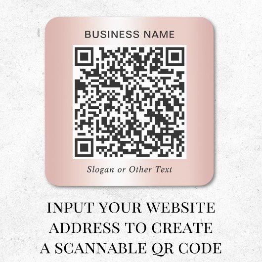 Zakelijke QR-code roze goud Vierkante Sticker