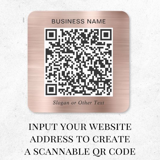 Zakelijke QR-code roze goud Vierkante Sticker