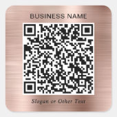 Zakelijke QR-code roze goud Vierkante Sticker (Voorkant)