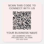Zakelijke QR-code Roze Vierkante Sticker (Voorkant)