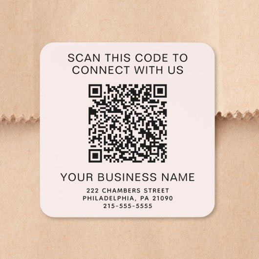 Zakelijke QR-code Roze Vierkante Sticker