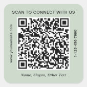 Zakelijke QR-code Sage Groen Vierkante Sticker (Voorkant)