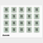 Zakelijke QR-code Sage Groen Vierkante Sticker (Vel)