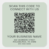 Zakelijke QR-code Sage Groen Vierkante Sticker (Voorkant)