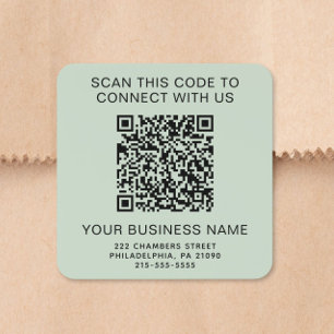 Zakelijke QR-code Sage Groen Vierkante Sticker