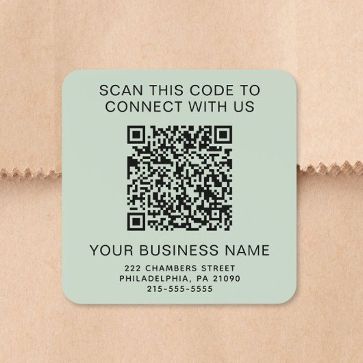 Zakelijke QR-code Sage Groen Vierkante Sticker