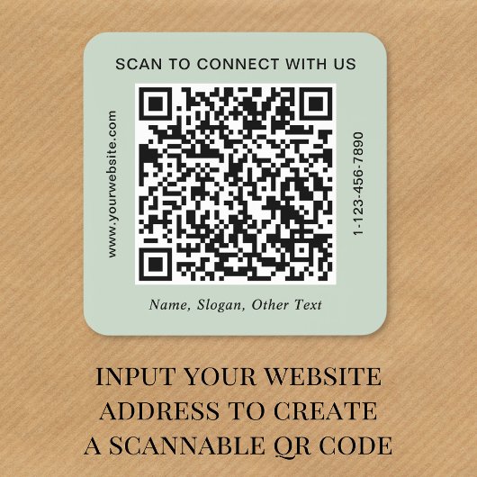 Zakelijke QR-code Sage Groen Vierkante Sticker
