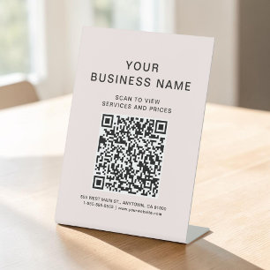 Zakelijke QR-code scannen om roze te verbinden Reclamebord Met Voetstuk