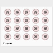 Zakelijke QR Code Sjabloon Bedankt Pink Ronde Sticker (Vel)