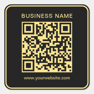 Zakelijke QR-code Sjabloon zwart-goud scanbaar Vierkante Sticker