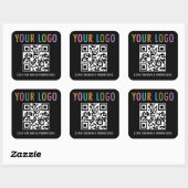 Zakelijke QR-code stickers met logo zwart vierkant (Vel)