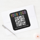 Zakelijke QR-code stickers met logo zwart vierkant (Envelop)