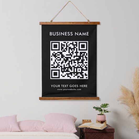 Zakelijke QR code tekst Voeg Logo Creëer uw eigen Hangend Wandkleed (Slaapkamer)