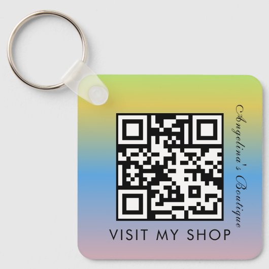 Zakelijke QR-code verloop monogram sleutelhanger (Voorkant)