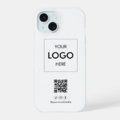 Zakelijke QR-code voor sociale media Zwart iPhone 15 Case (Achterkant)