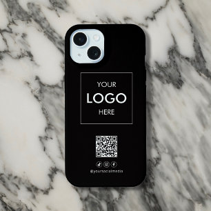 Zakelijke QR-code voor sociale media Zwart iPhone 15 Case
