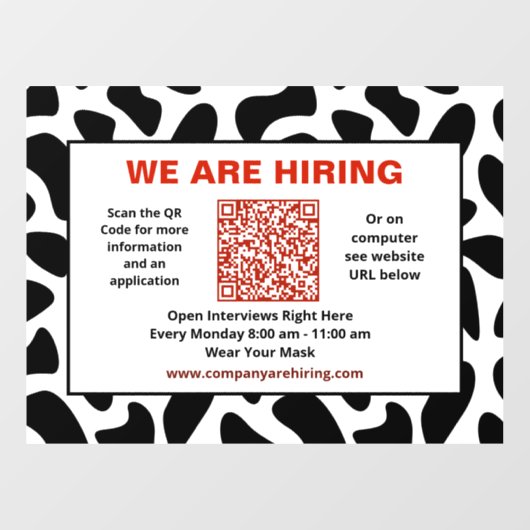 Zakelijke QR-code voor vacatures personaliseren   Raamsticker (Vel)