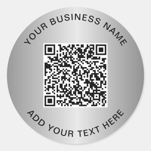 Zakelijke QR-code Zilver Ronde Sticker (Voorkant)