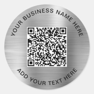 Zakelijke QR-code Zilver Ronde Sticker