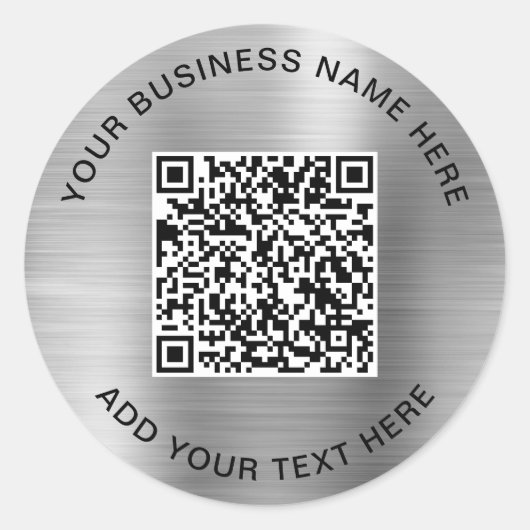 Zakelijke QR-code Zilver Ronde Sticker (Voorkant)