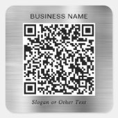 Zakelijke QR-code Zilver Vierkante Sticker (Voorkant)