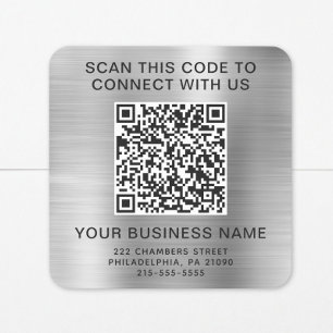 Zakelijke QR-code Zilver Vierkante Sticker