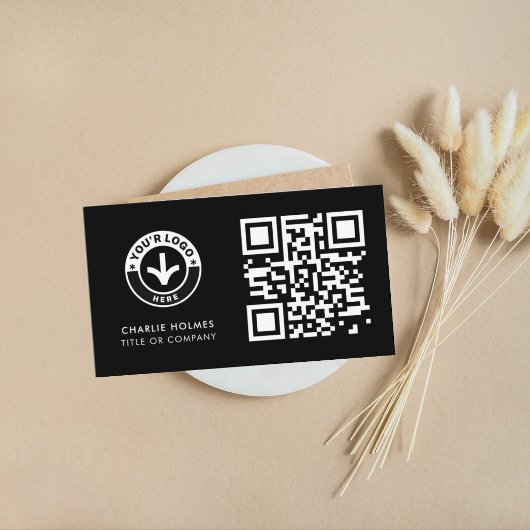Zakelijke QR-code | Zwart modern ontwerp Visitekaartje