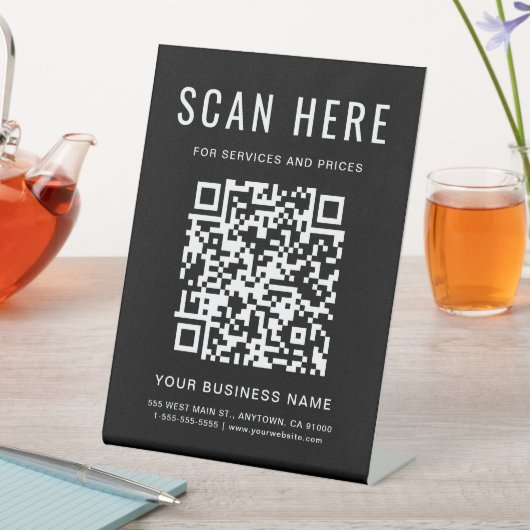 Zakelijke QR-code zwart tafelblad Reclamebord Met Voetstuk (Insitu)