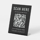 Zakelijke QR-code zwart tafelblad Reclamebord Met Voetstuk (Voorkant)