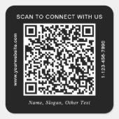 Zakelijke QR-code Zwart Vierkante Sticker (Voorkant)